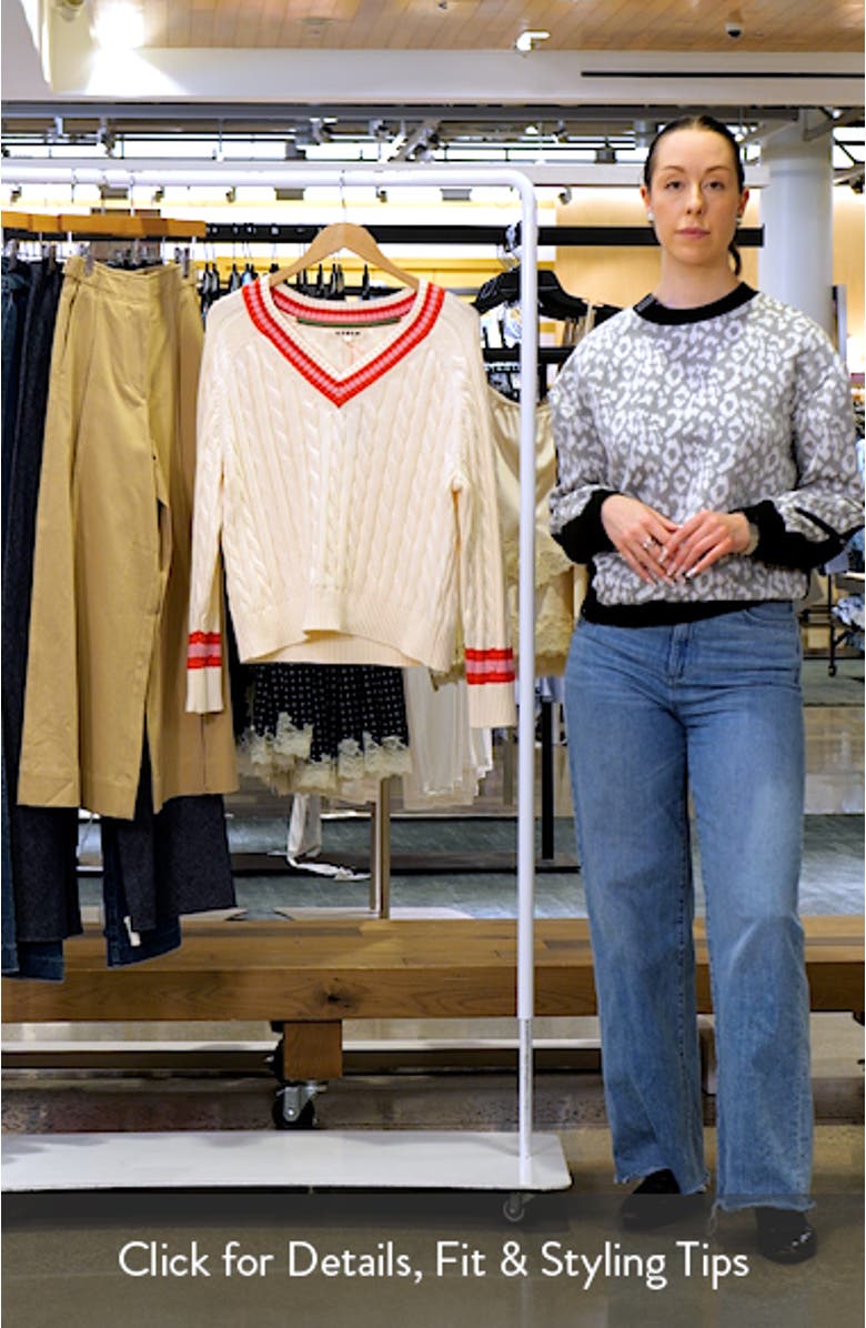 Maeve Cable Stitch Cotton V-Neck Sweater, sales video thumbnail