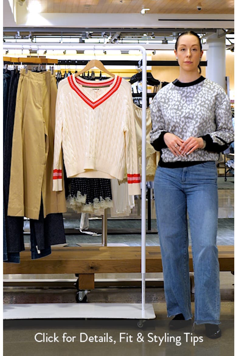 Maeve Cable Stitch Cotton V-Neck Sweater video