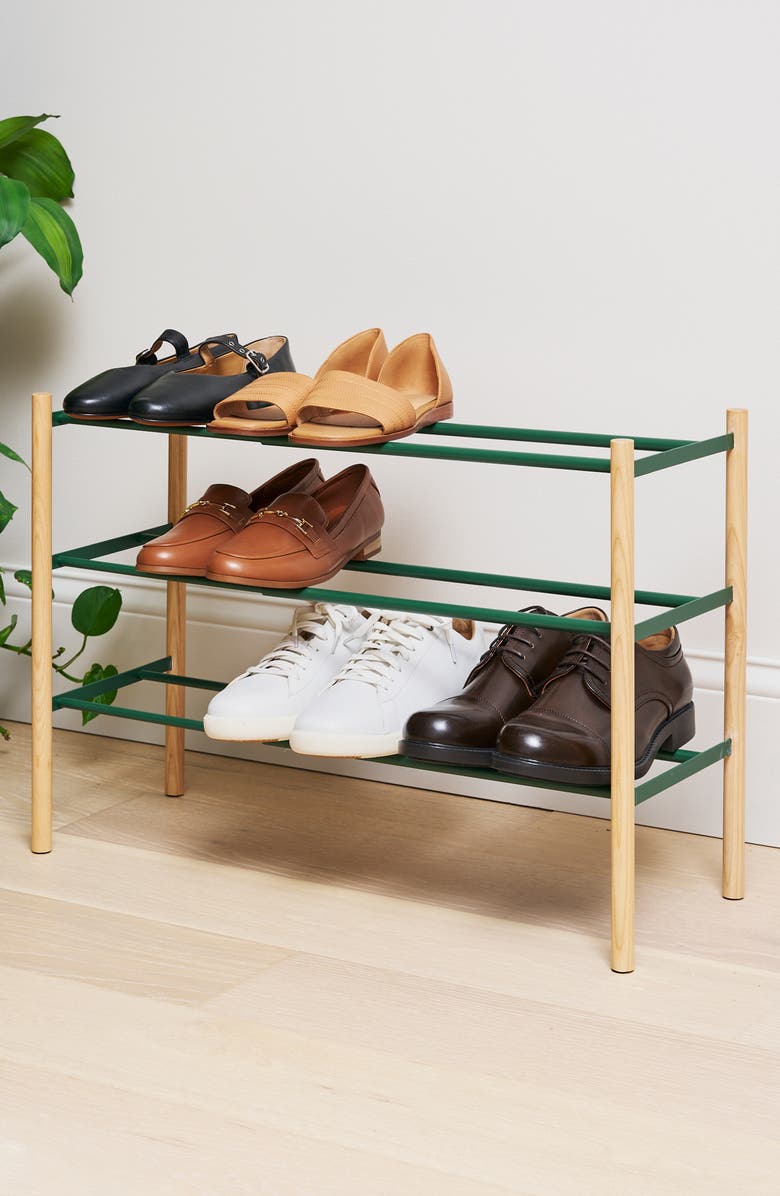 Yamazaki Expandable Three-Tier Shoe Rack, Alternate, color, Forest Green