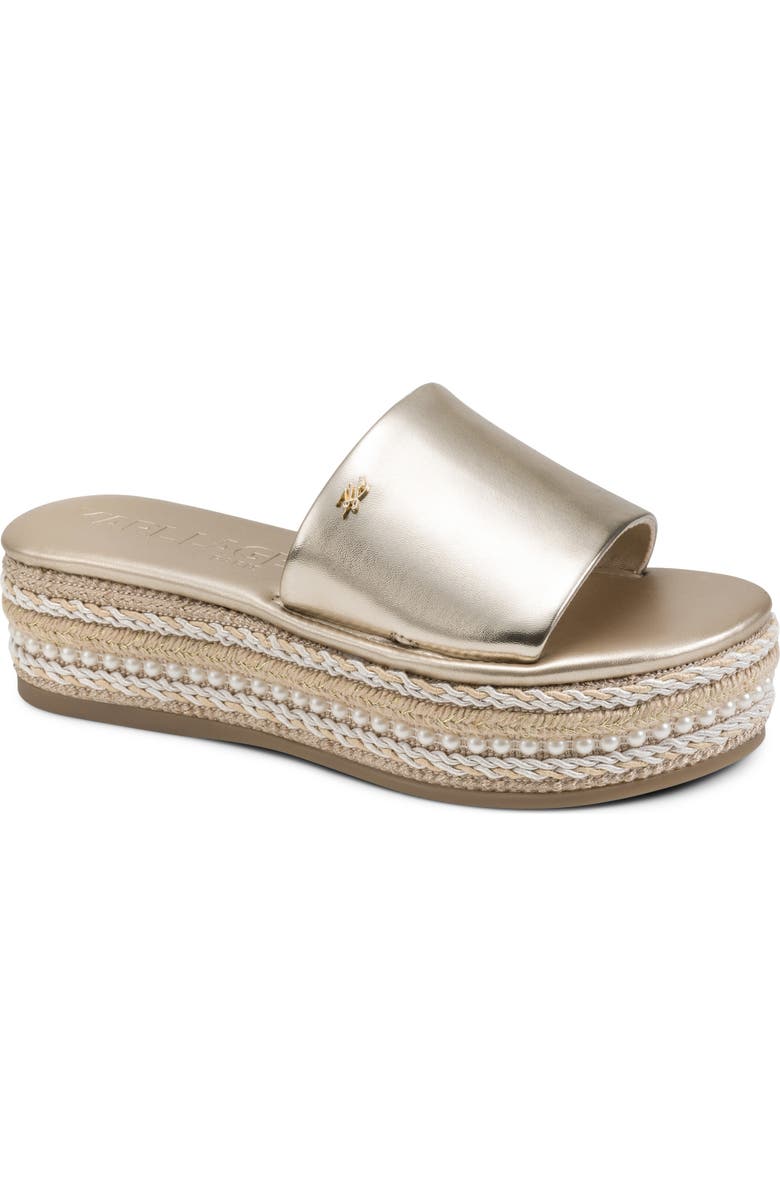 KARL LAGERFELD PARIS Keswick Espadrille Platform Wedge Slide Sandal, Main, color, White Gold