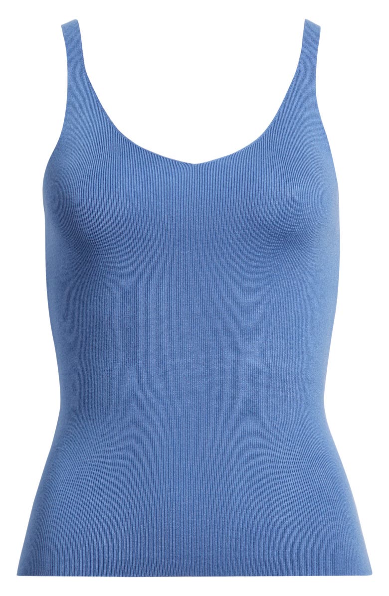 MANGO Gymnastic Rib Knit Tank, Alternate, color, Sky Blue