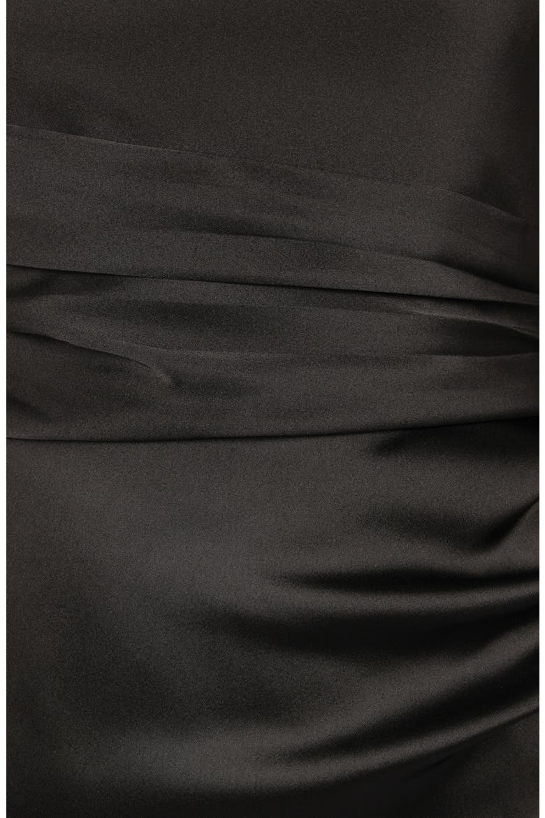 Kara Strapless Stretch Satin Gown, Alternate, color, BLACK
