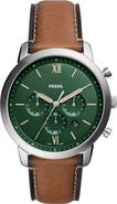 Fossil Neutra Chronograph Leather Strap Watch, 44mm