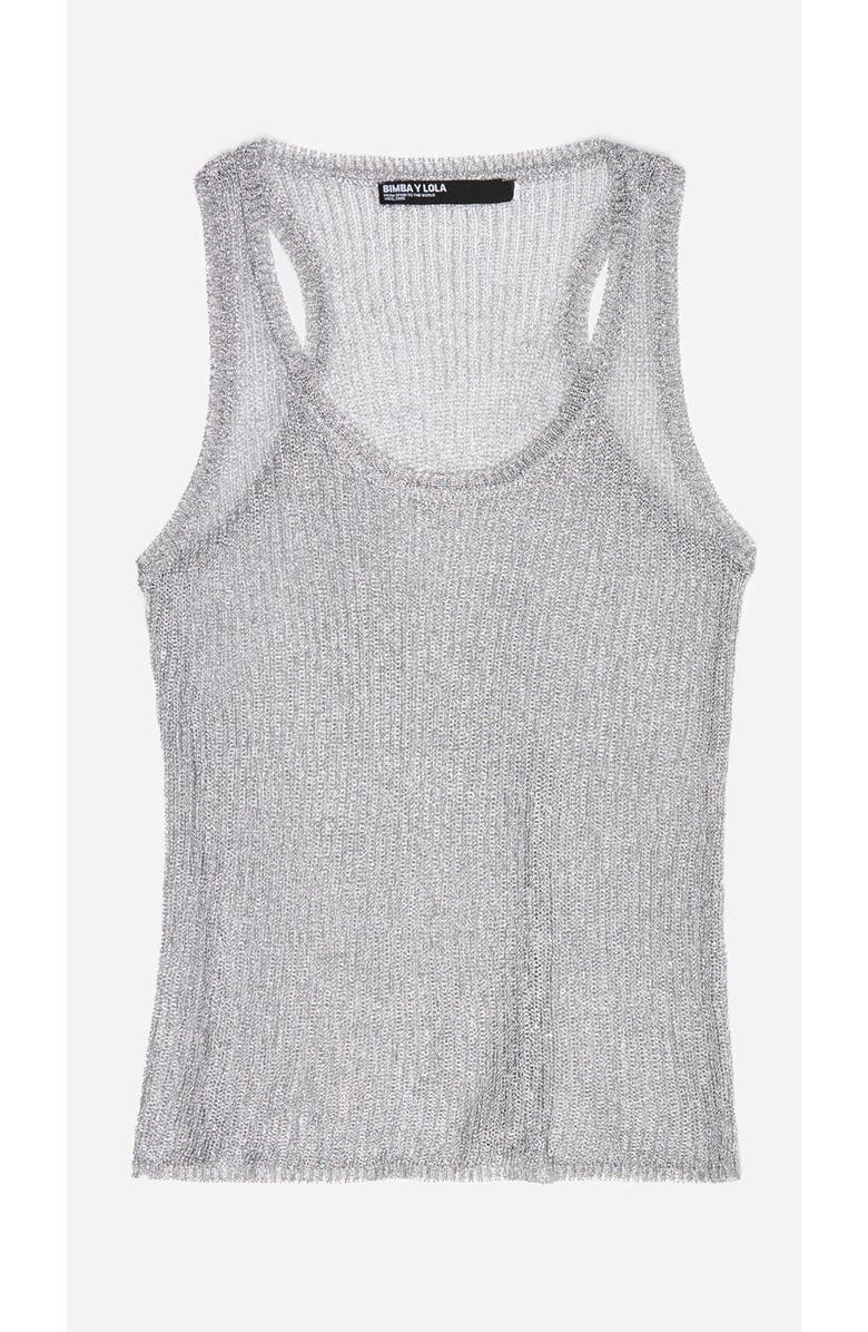 Bimba y Lola Lurex Knit Top, Alternate, color, Silver