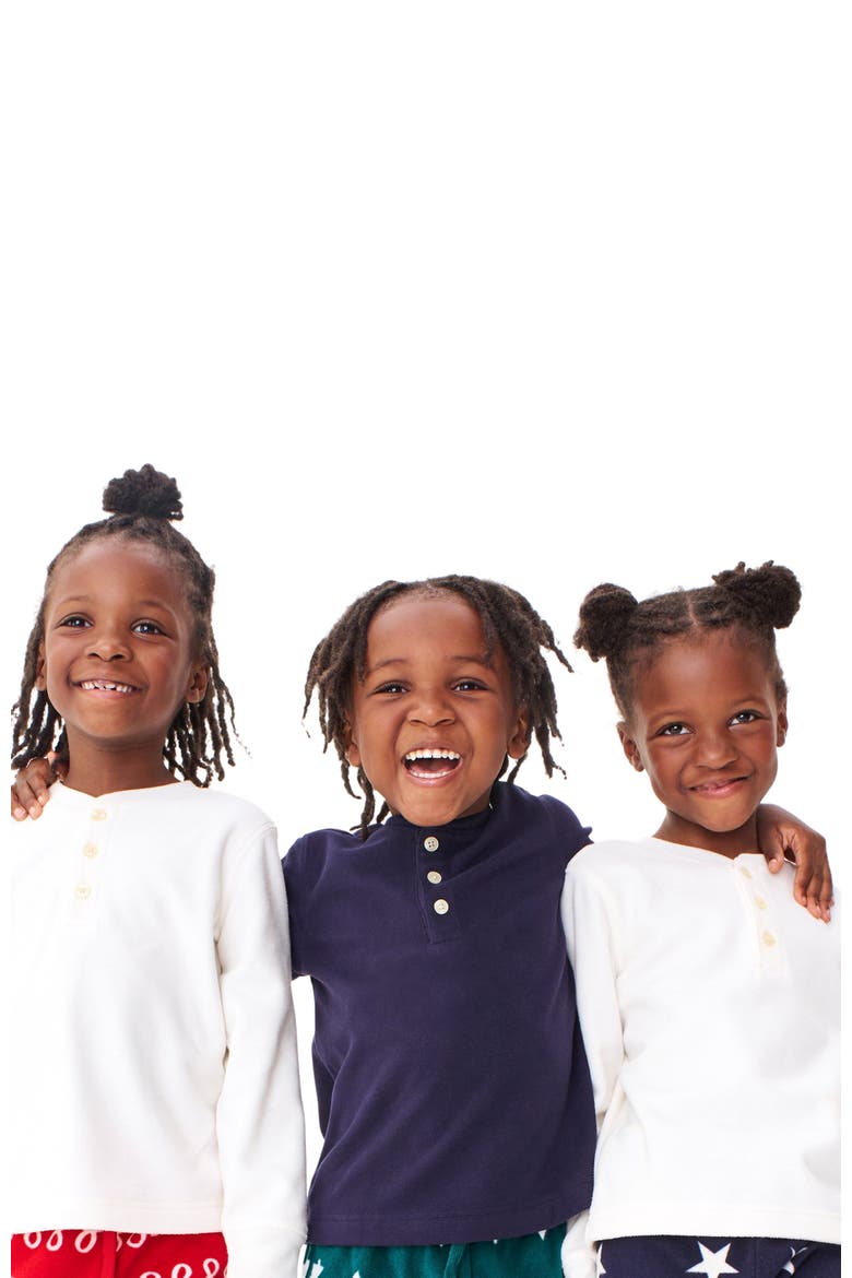 Kids Fleece Pj Henley, Alternate, color, Ivory