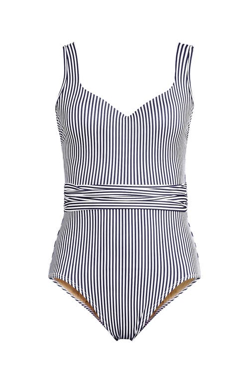 LANDS' END LANDS' END SLENDER SUIT BELTED SWEETHEART ONE PIECE