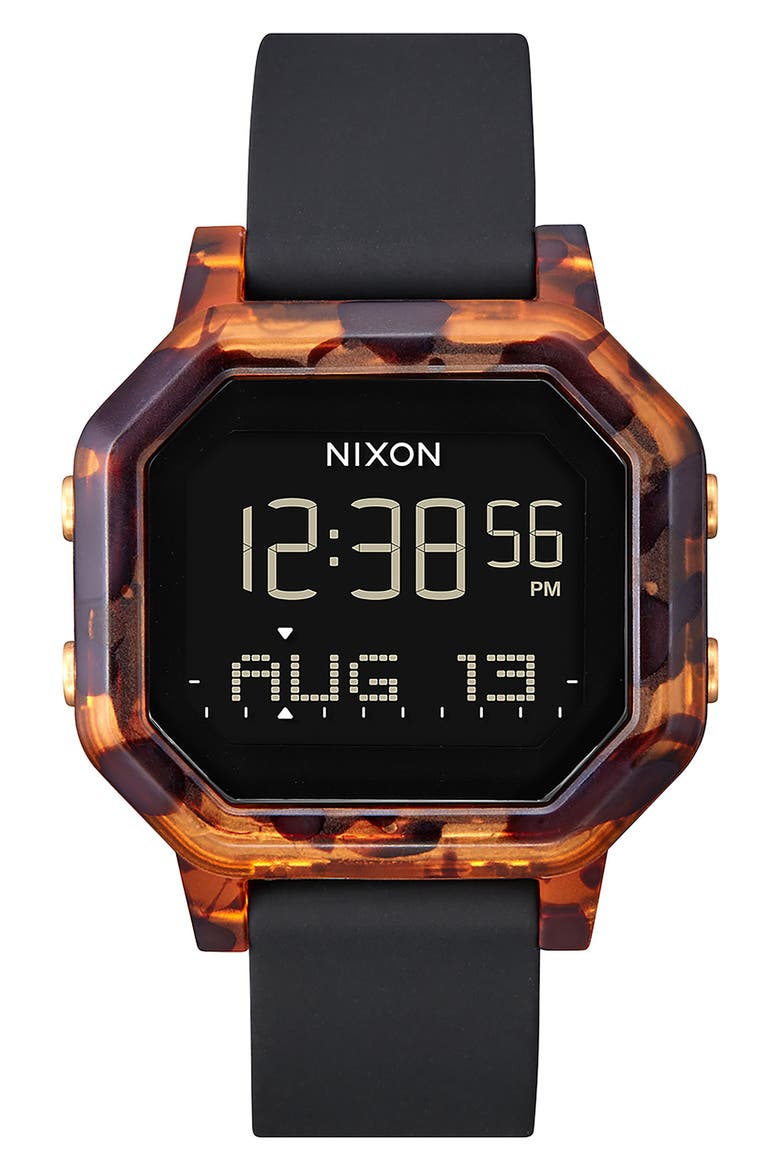 Siren Digital Silicone Strap Watch, 38mm, Main, color, TORTOISE