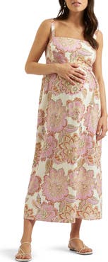 Ripe Maternity Hope Tie Back Linen Blend Dress