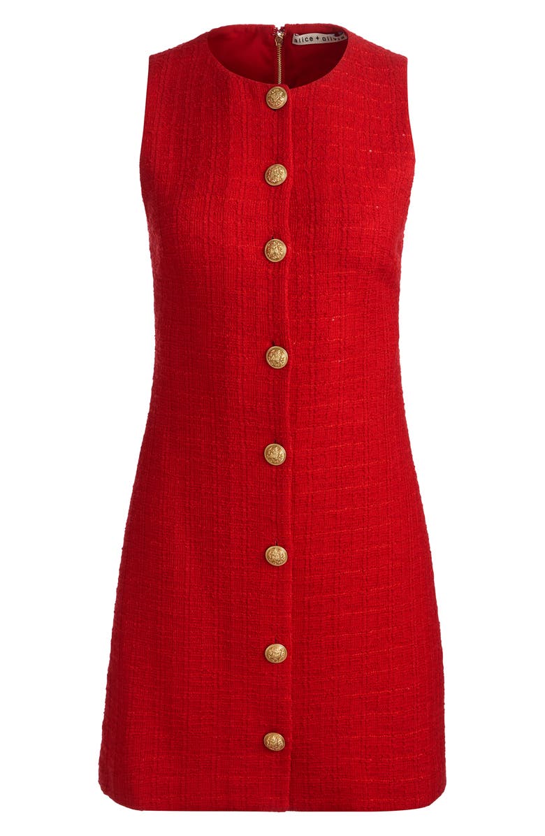 Alice + Olivia Cade Tweed Minidress, Alternate, color, Chili Pepper