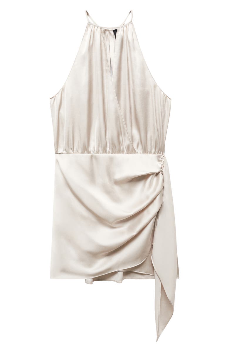 MANGO High Neck Satin Cocktail Minidress, Alternate, color, 