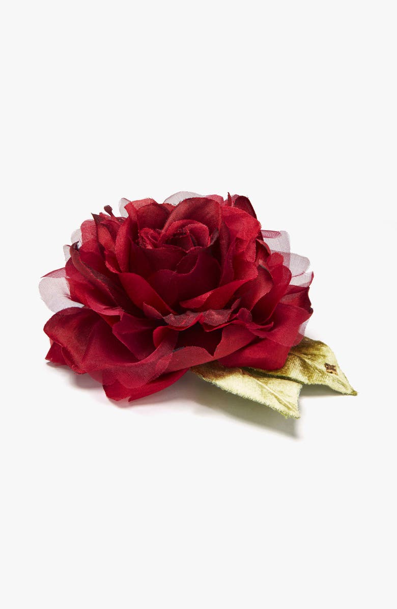 Helena Simon The Small Red Rose Floral Brooch, Alternate, color, Red