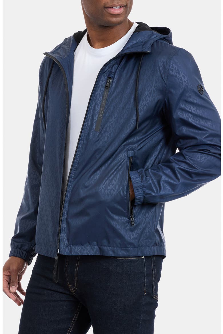 Allover Logo Print Windbreaker Jacket, Alternate, color, MIDNIGHT