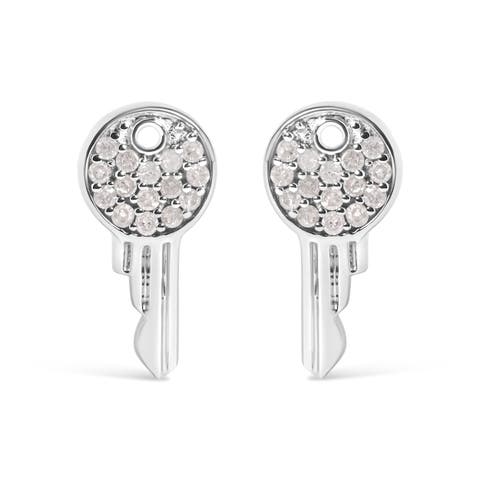 925 Sterling Silver 1/6ct TDW Diamond Charm Earrings