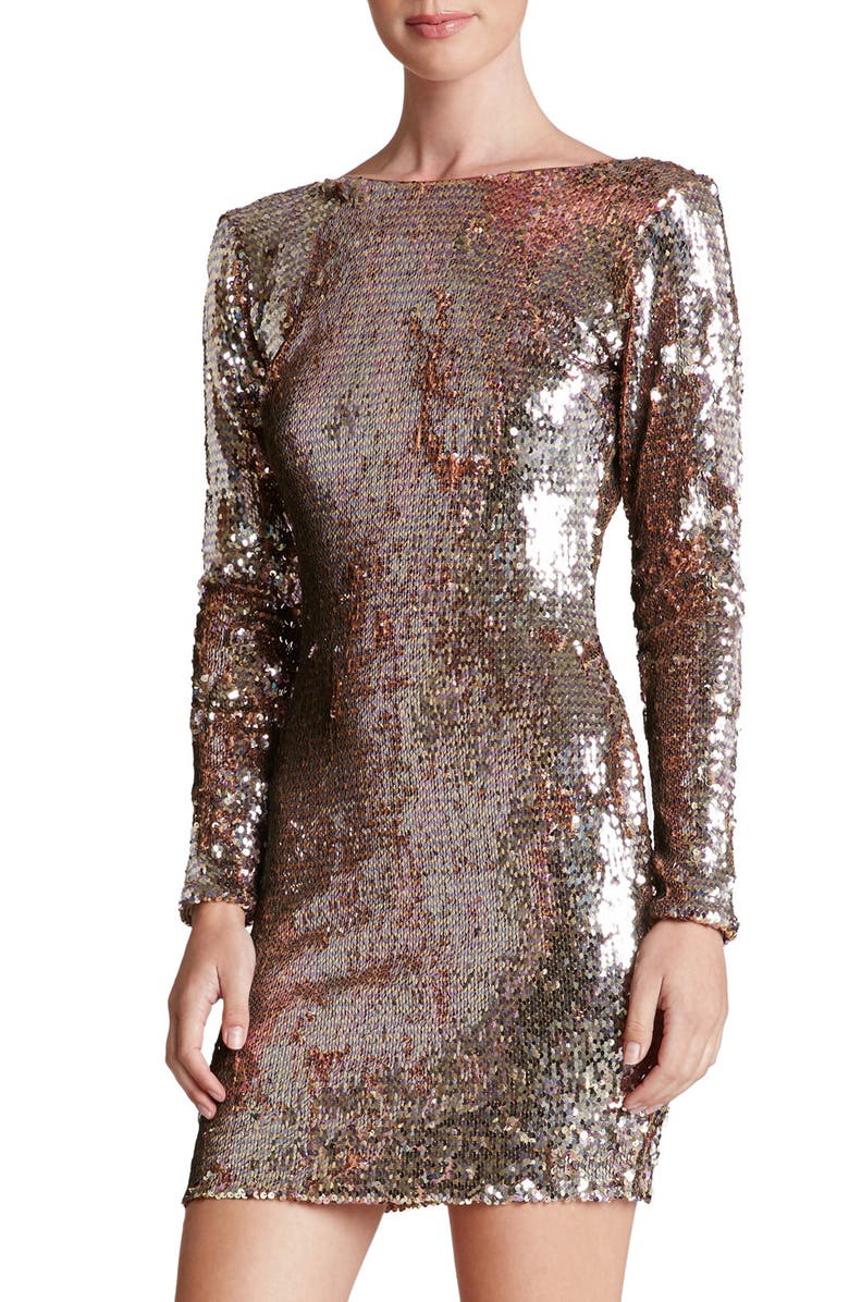 Dress the Population 'Lola' Backless Sequin Minidress, Main, color,