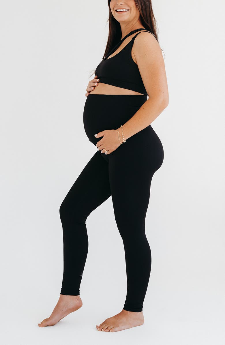 AXK Women's Athletic Maternity Legging with Supportive Belly Band, Alternate, color, Black