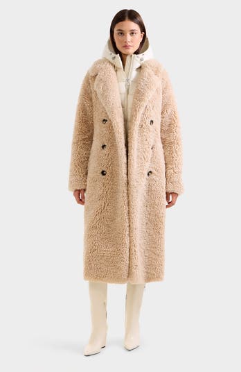 Tina Belted Teddy Jacket with Removable Puffer Hood