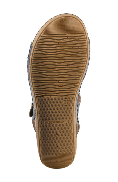 Flexus By Spring Step Perforated Wedge Sandal In Navy