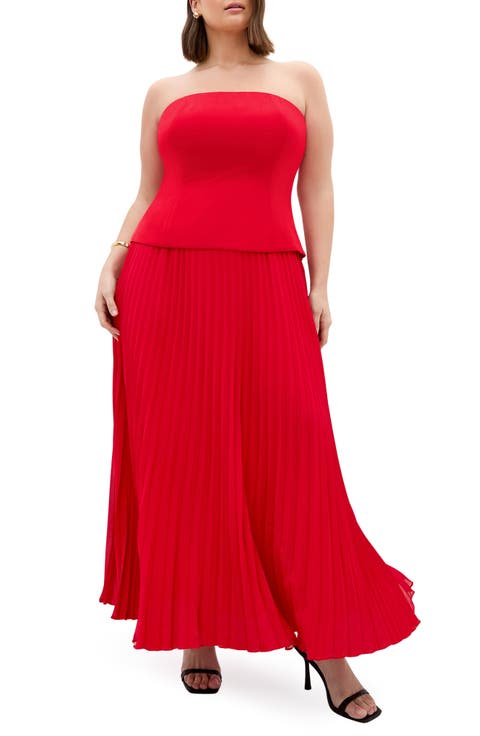 Loretta Strapless Pleated Maxi Dress