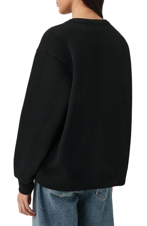 Allsaints Womens Black Trip Piper Crewneck Logo-motif Cotton Sweatshirt Xs In Black
