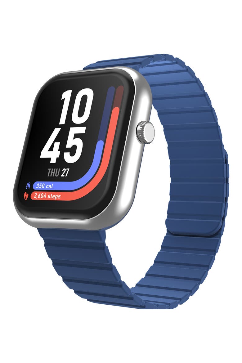iTouch Air 5 Magnetic Silicone Strap Smartwatch, 36.8mm x 45.6mm, Main, color, SILVER/ BLUE