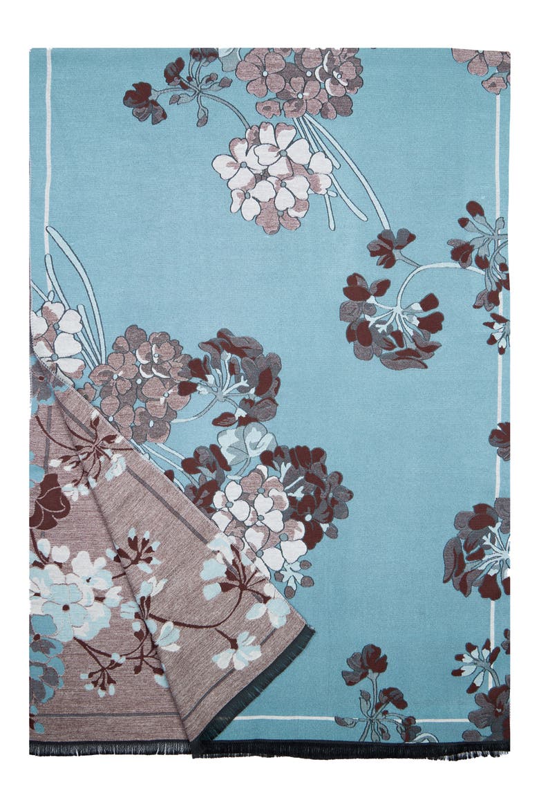 Botanical Reversible Print Scarf, Alternate, color, LIGHT BLUE