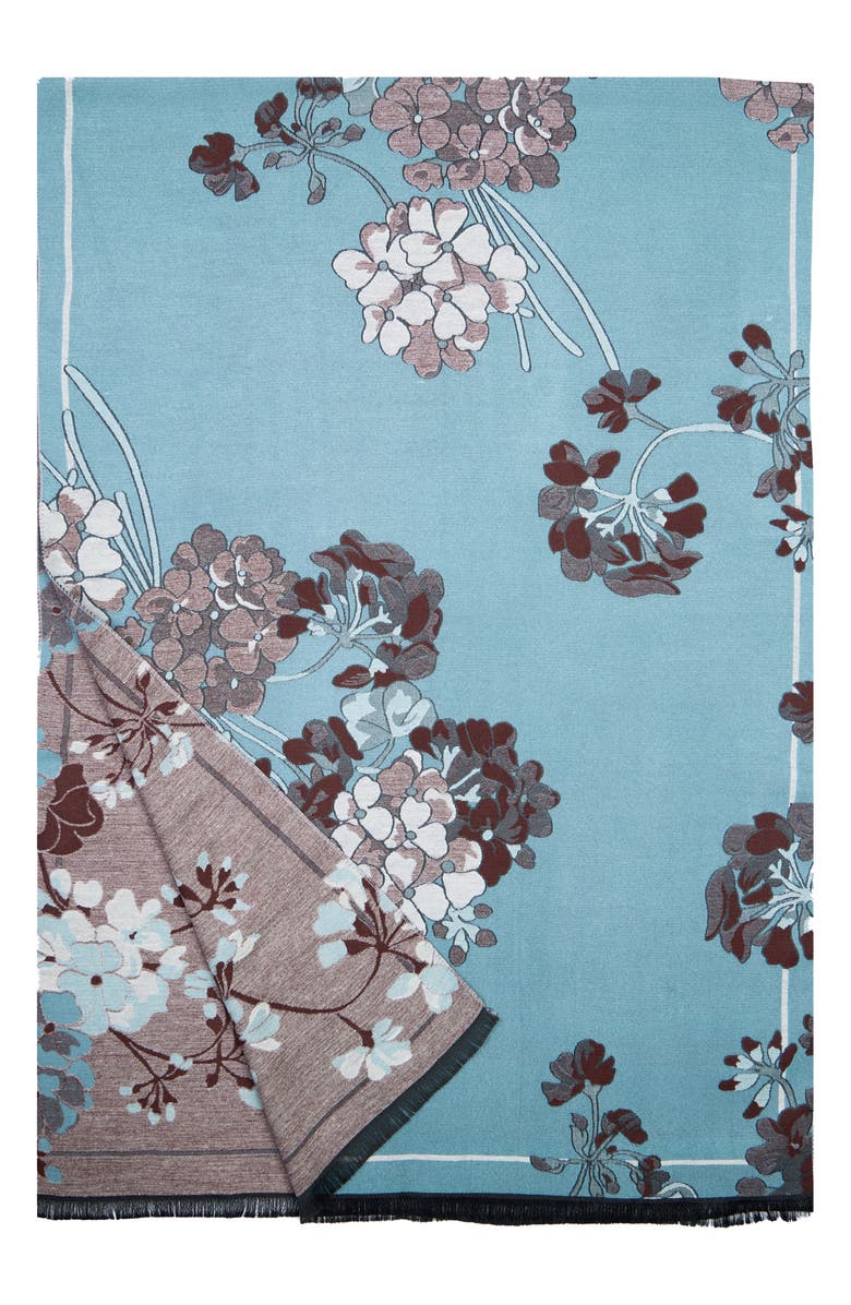 SAACHI Botanical Reversible Print Scarf, Alternate, color, Light Blue