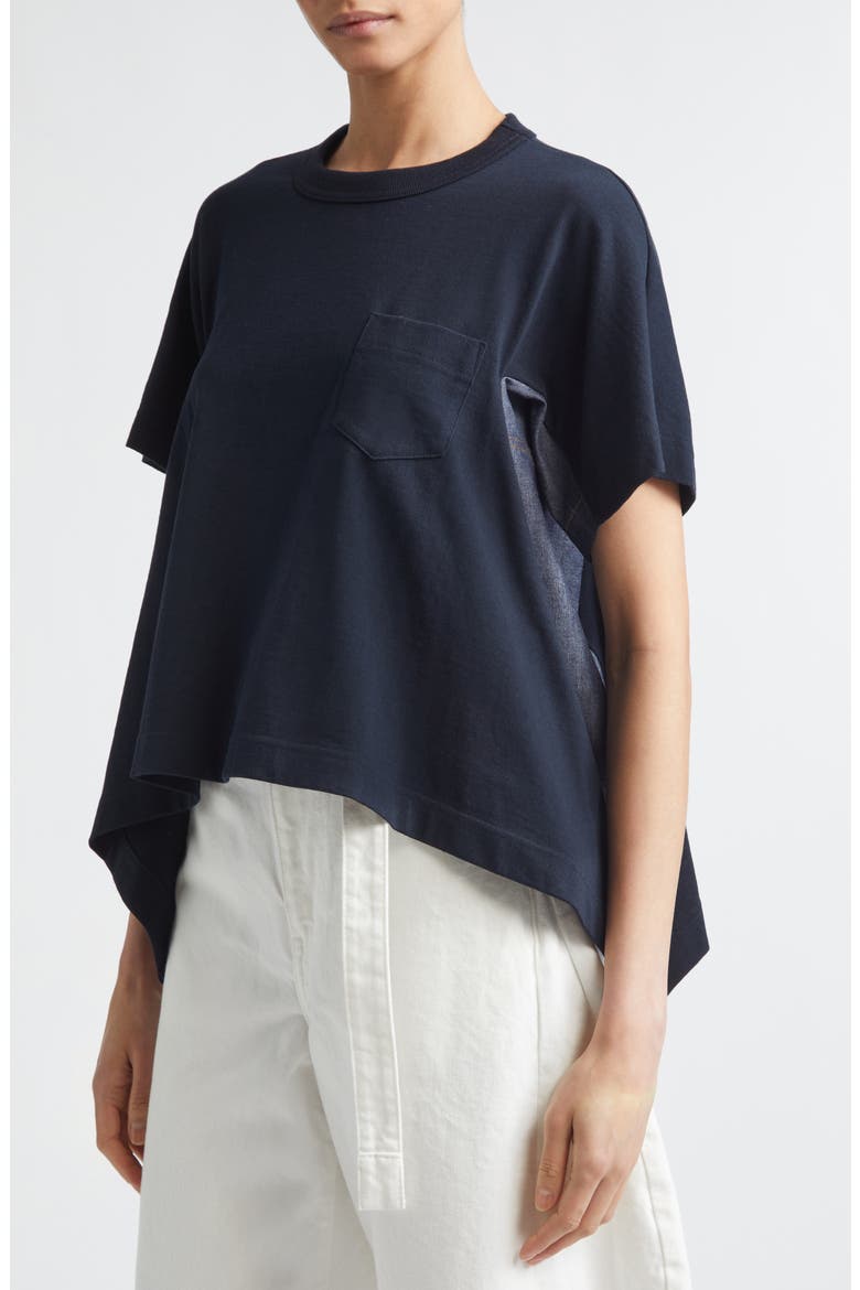 Lightweight Cotton Jersey & Denim T-Shirt, Alternate, color, NAVY/ BLUE