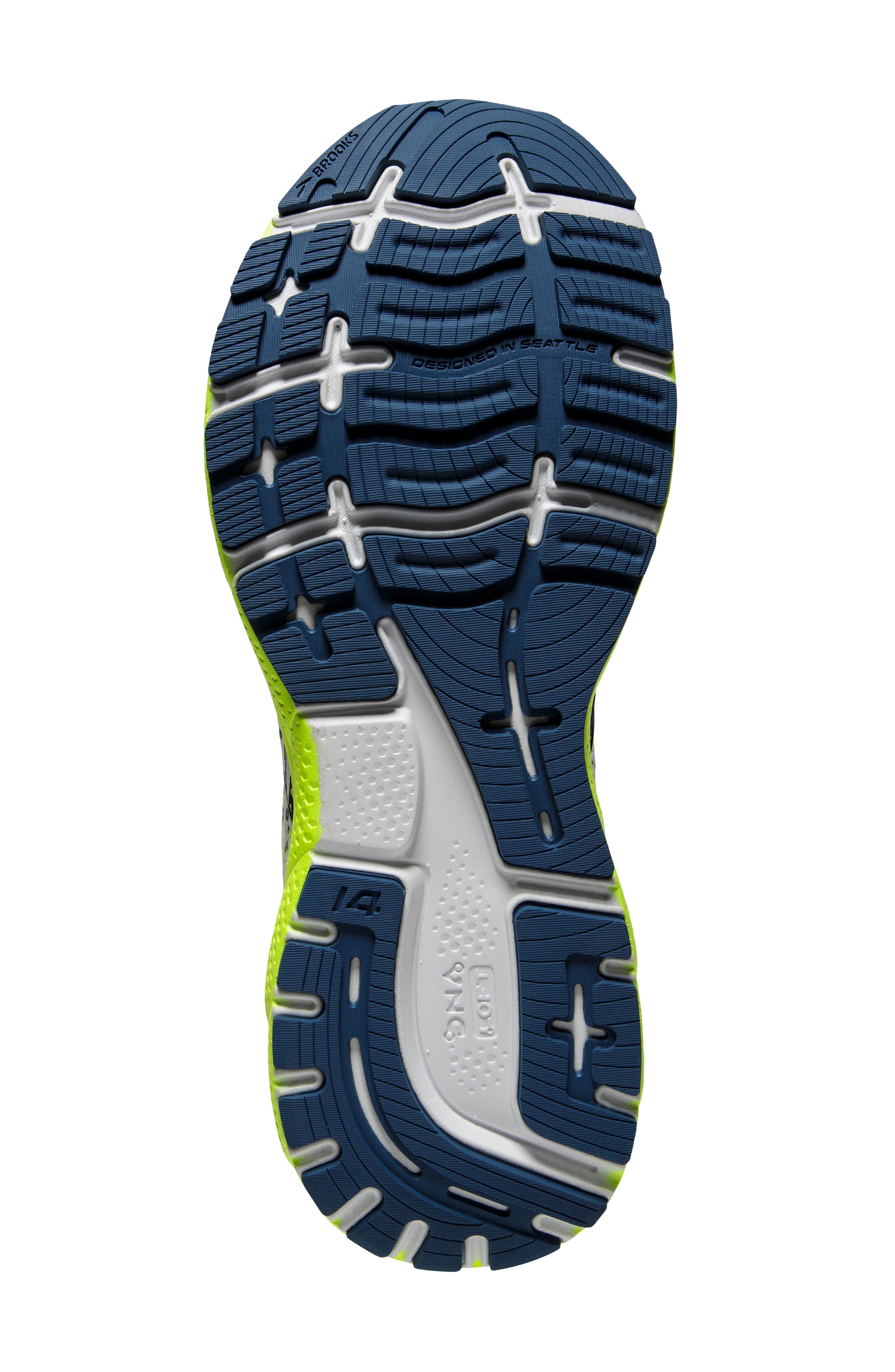 Ghost 14 Running Shoe, Alternate, color, NAVY/ YELLOW