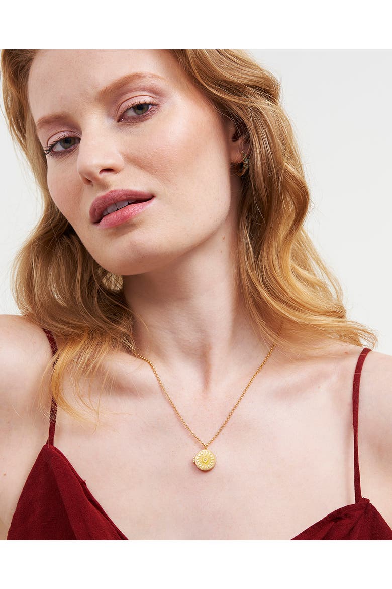 Sun Locket Necklace, Alternate, color, Gold