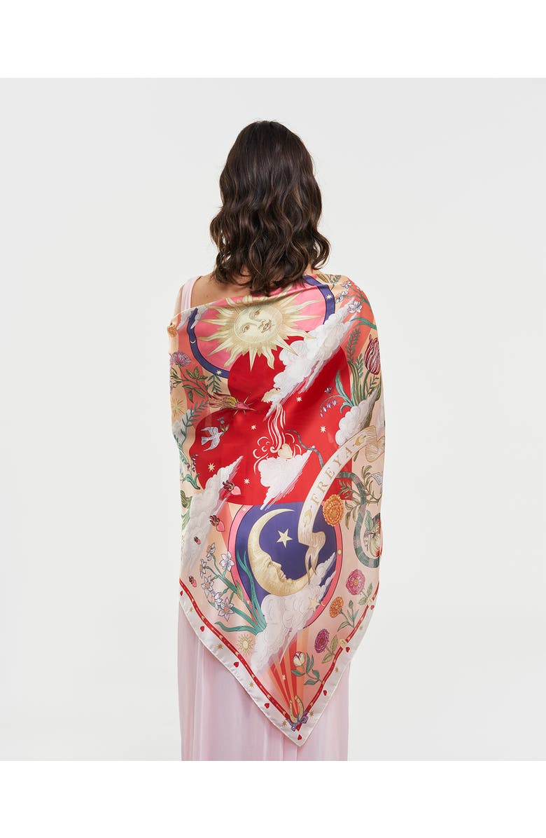 Fable England Freya Narrative Square Scarf, Alternate, color, Pink