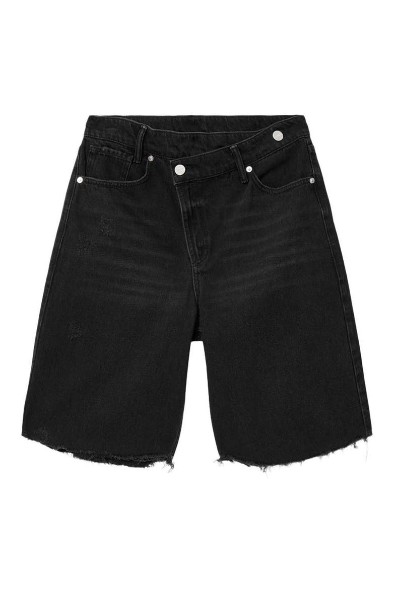 Aki Crossover Denim Shorts, Alternate, color, WASHED BLACK