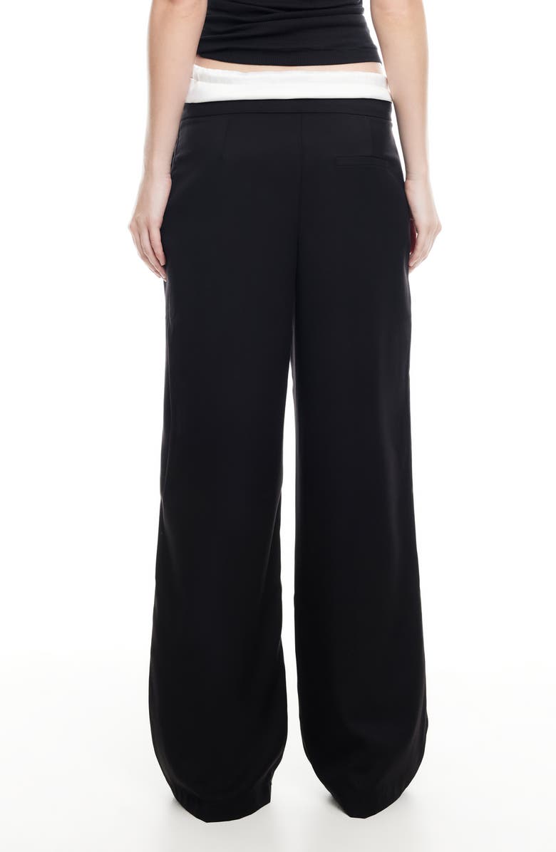 LIONESS Frankie Pleated Tie Waist Pants, Alternate, color, Onyx