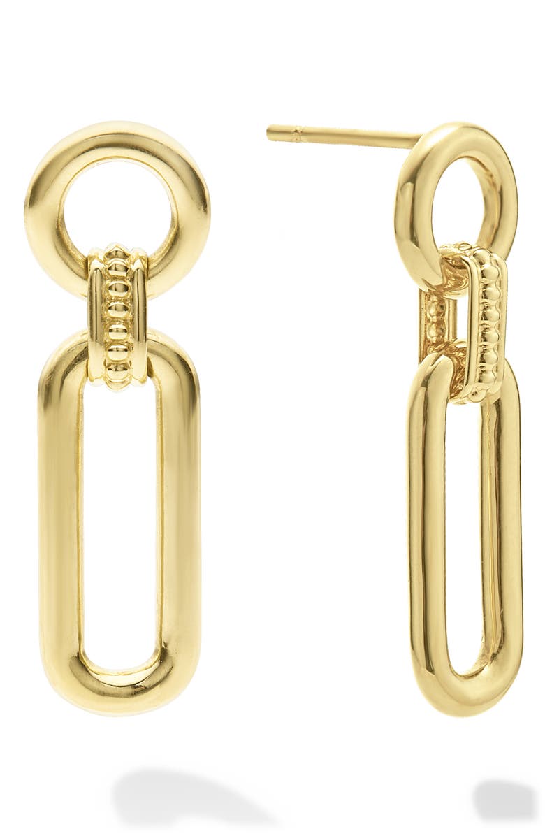LAGOS Signature Caviar Smooth Link Drop Earrings, Alternate, color, Gold