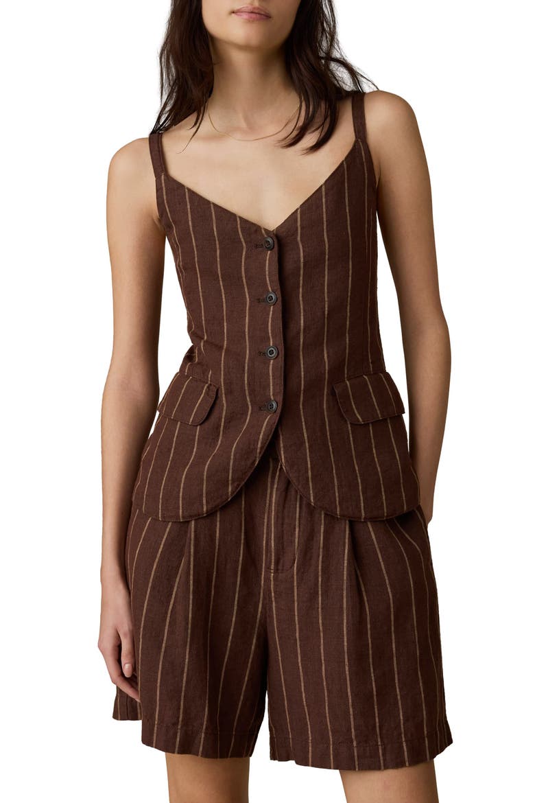 Sun Strider Milo Linen Button-Up Vest, Main, color, HARBOR LINE STRIPE