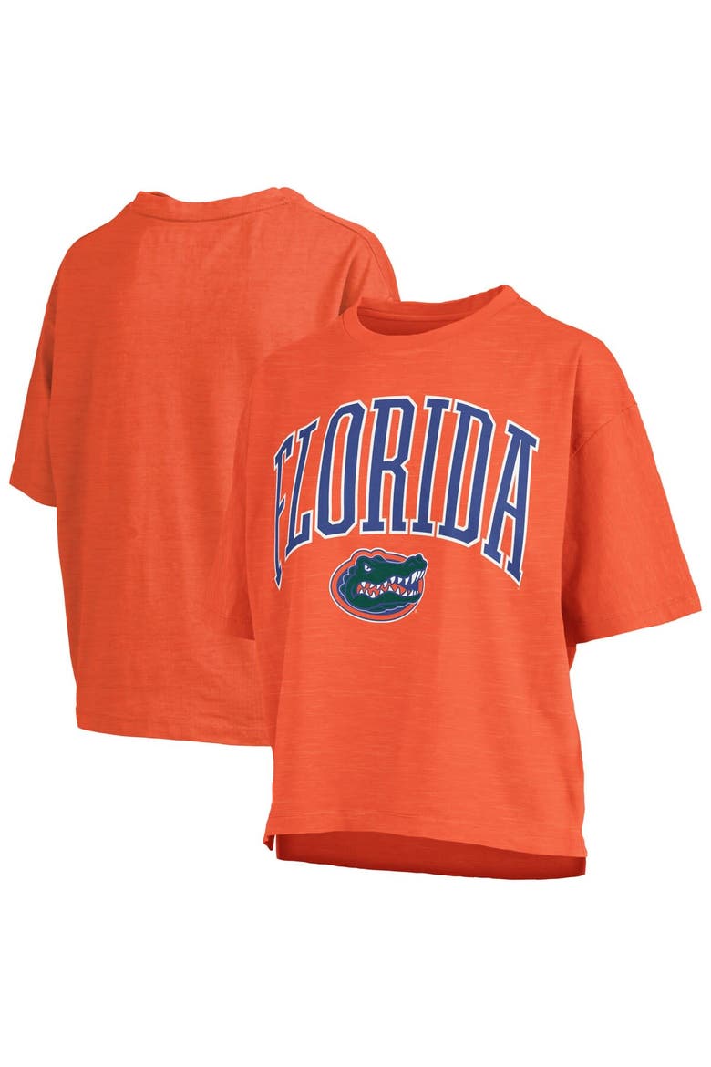 Women's Pressbox Orange Florida Gators Nelson Arch Over Logo Waist Length Oversized Slub T-Shirt, Main, color, Orange