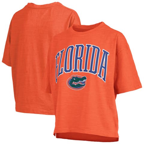 Women's Pressbox Orange Florida Gators Nelson Arch Over Logo Waist Length Oversized Slub T-Shirt