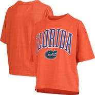 PRESSBOX Women's Pressbox Orange Florida Gators Nelson Arch Over Logo Waist Length Oversized Slub T-Shirt