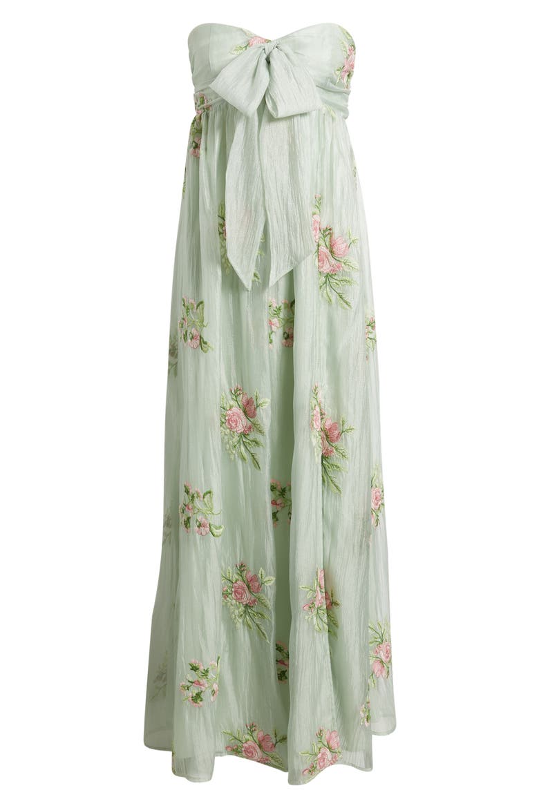 Fiona Floral Embroidery Strapless Dress, Alternate, color, SAGE