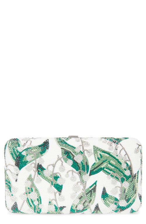 Judith Leiber Couture Lily Belles Crystal Embellished Clutch In Silver Chalk Multi