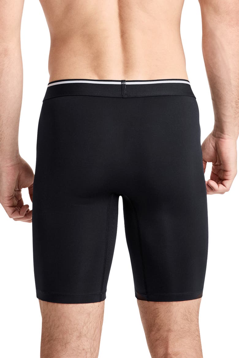 Mens EverActive Motion Stretch Microfiber 8" Long Leg Boxer Brief - 3 Pack, Alternate, color, Black