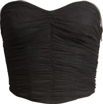 Open Edit Tulle Ruched Strapless Bustier Top | Nordstrom
