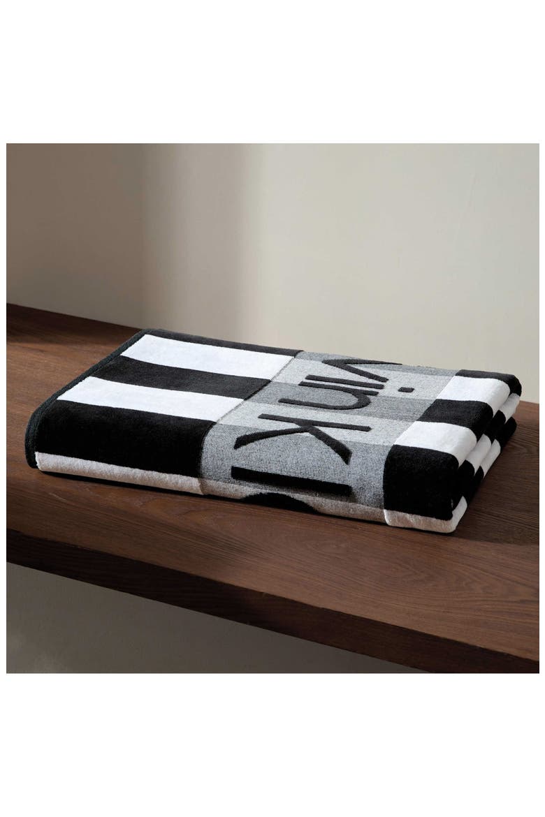 Logo Stripe 2-Piece Beach Towel Set, Alternate, color, BLACK
