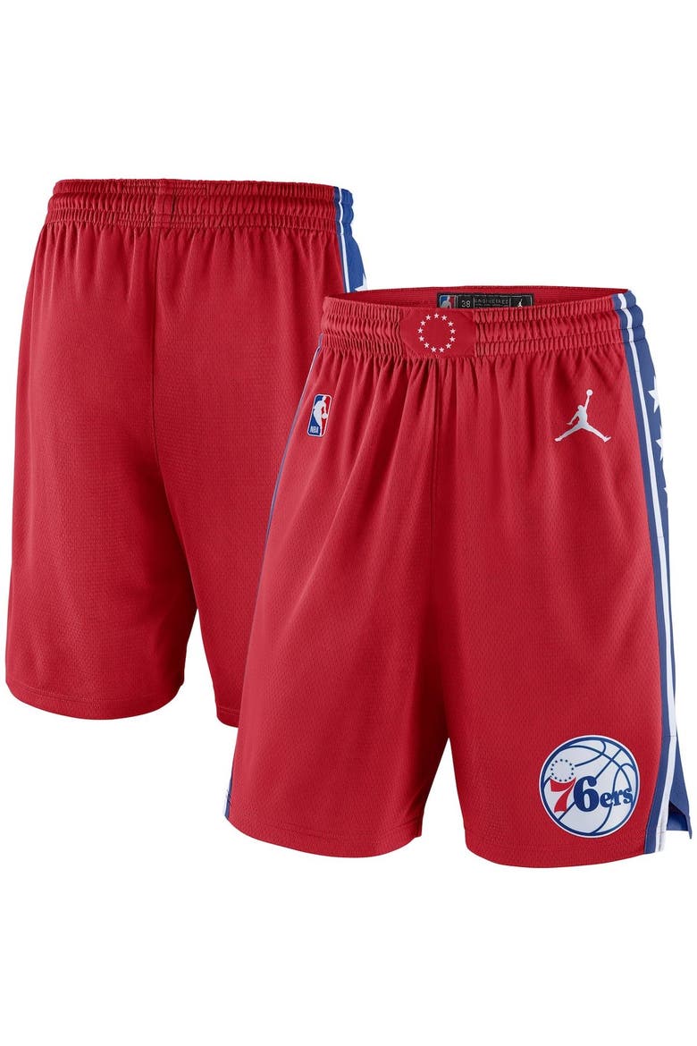 Men's Jordan Brand Red Philadelphia 76ers Statement Edition Swingman Shorts, Main, color, Red
