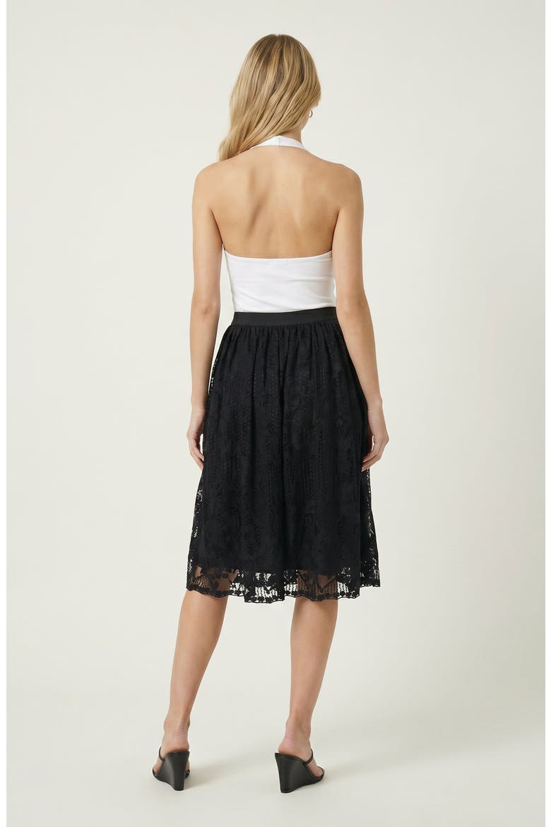 High-Waist Lace Overlay Sheer Hem Mini Skirt, Alternate, color, Black