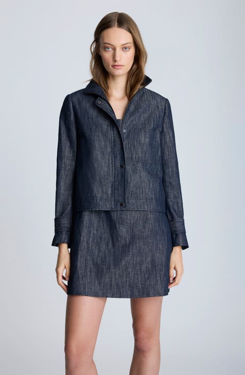 Kenneth Cole Cotton & Linen Moto Jacket In Dark Navy Multi