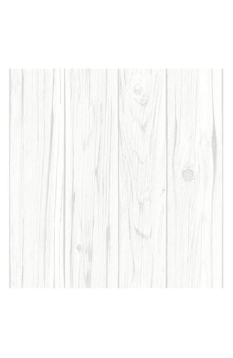 Wallpops White Barn Wood Peel & Stick Wallpaper, Main, color, White