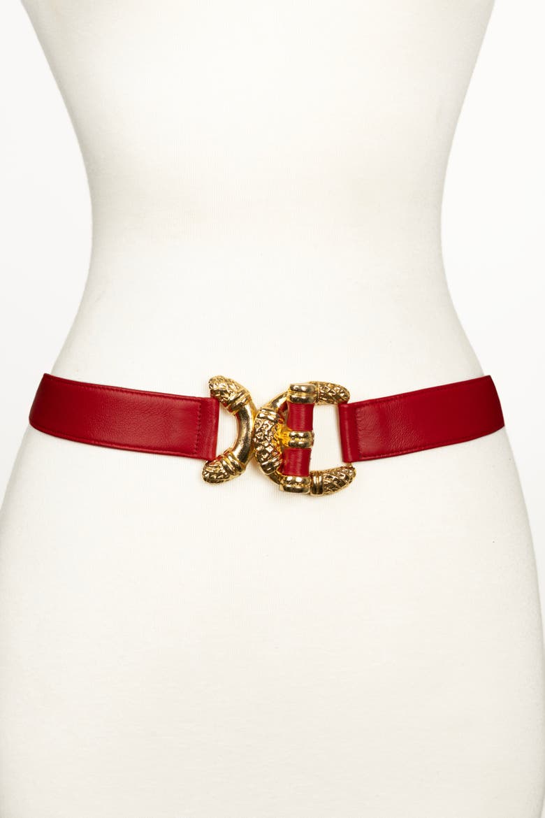 Viper D Link Buckle Leather Belt, Main, color, Red
