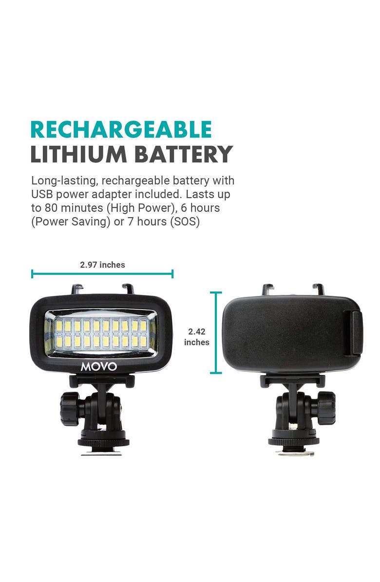 MOVO LED-WP Underwater High-Power LED Video Light - Compatible with GoPro, DSLR, Alternate, color, Black