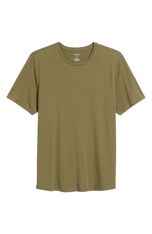 Open Edit Crewneck Stretch Cotton T-shirt In Green
