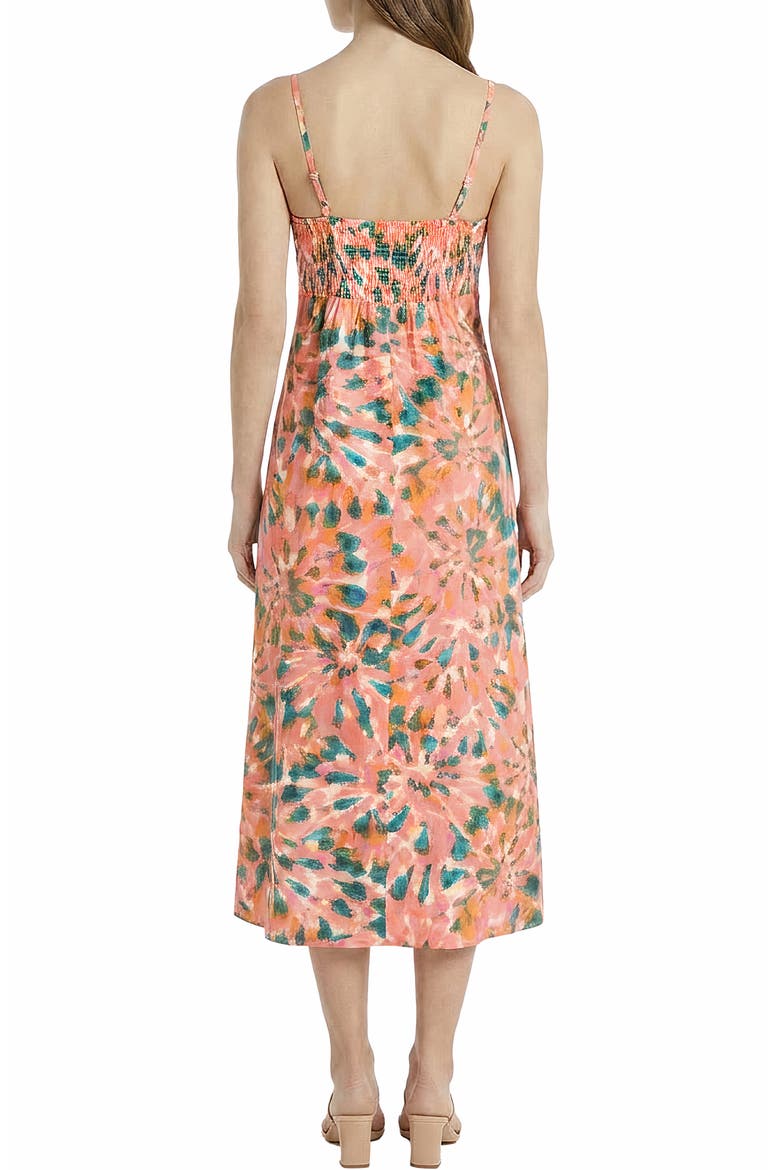 Floral Empire Waist Stretch Cotton Midi Dress, Alternate, color, PINK/ GREEN